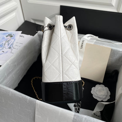 CHANEL GRABRIELLE SMALL 24 BACKPACK IN WHITE MIX BLACK CALFSKIN