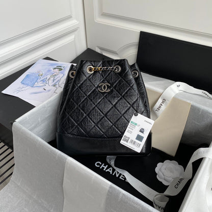 CHANEL GRABRIELLE SMALL 24 BACKPACK IN BLACK CALFSKIN