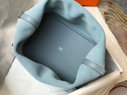 HERMES picotin lock 22 stone blue togo shw