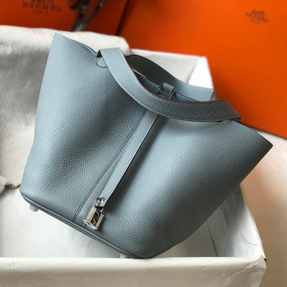 HERMES picotin lock 22 stone blue togo shw