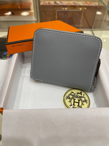 HERMES Compact Wallet 11.5 Grey Epsom