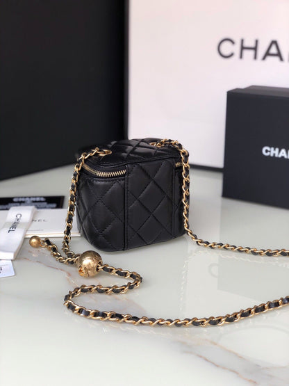 CHANEL MINI 11 VANITY CHAIN IN BLACK CALFSKIN GOLD HARDWARE