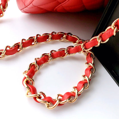 CHANEL MINI RECTANGLE FLAP BAG 20CM RED LAMBSKIN GOLD HARDWARE