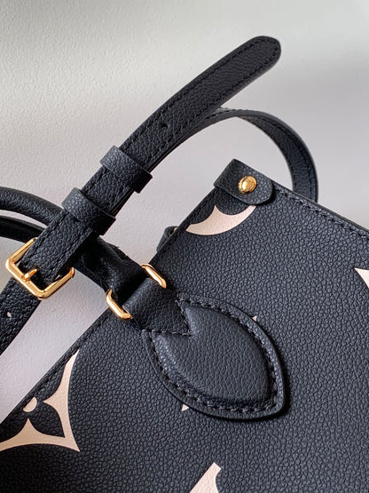 LOUIS VUITTON ONTHEGO TOTE 25 IN BLACK AND OFF WHITE MONOGRAM EMPREINTE