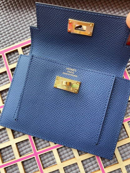 HERMES Kelly Pocket 13.5 Blue Epsom Ghw