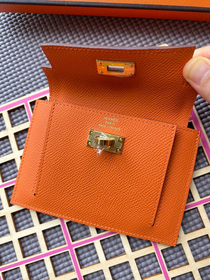 HERMES Kelly Pocket 13.5 Orange Epsom Ghw