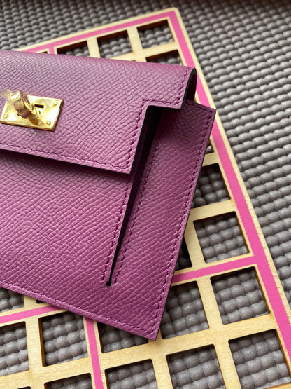 HERMES Kelly Pocket 13.5 Purple Epsom Ghw