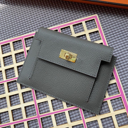 HERMES Kelly Pocket 13.5 Dark Grey Epsom Ghw