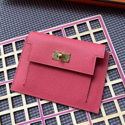 HERMES Kelly Pocket 13.5 Dark Pink Epsom Ghw