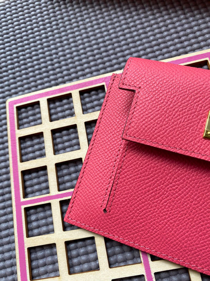 HERMES Kelly Pocket 13.5 Dark Pink Epsom Ghw