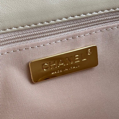 CHANEL MEDIUM 26 FLAP BAG IN BEIGE CREAM LAMBSKIN