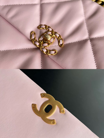 CHANEL 19 FLAP BAG 30 PINK GOATSKIN