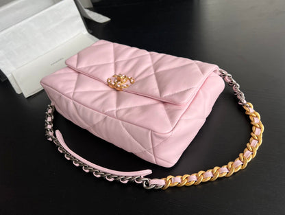 CHANEL 19 FLAP BAG 30 PINK GOATSKIN