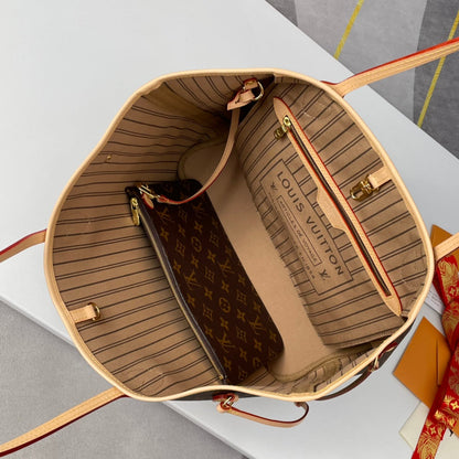 LOUIS VUITTON NEVERFULL MM 32 BROWN BEIGE MONOGRAM CANVAS