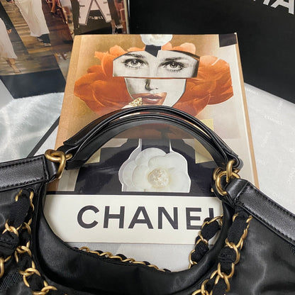 CHANEL TOTE BAG 44 IN BLACK NYLON GOLD HARDWARE