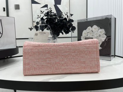 CHANEL DEAUVILLE LARGE 38 TOTE BAG IN LIGHT PINK CANVAS
