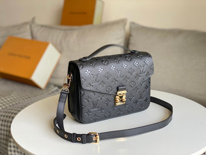 LOUIS VUITTON LV 25S POCHETTE METIS 25 IN BLACK MONOGRAM COATED CANVAS GOLD HARDWARE