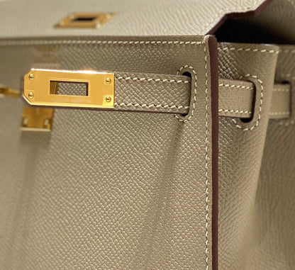 HERMES KELLY MINI 20 BAG IN TAN BROWN CALFSKIN WITH GOLD HARDWARE