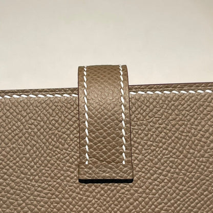 HERMES MINI BEARN WALLET 10.5 ETOUPE EPSOM GOLD HARDWARE