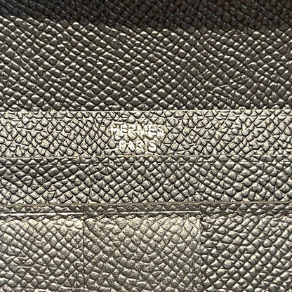 HERMES BEARN WALLET 17.5 BLACK EPSOM GOLD HARDWARE