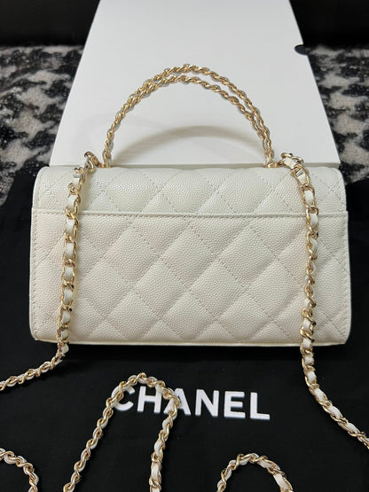 CHANEL KELLY 18 BAG IN WHITE CALFSKIN WITH STRAP
