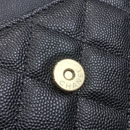 CHANEL 23P Flap Bag 19cm Black Caviar Gold Hardware