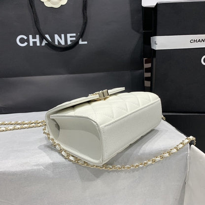 CHANEL 23P Flap Bag 15cm White Caviar Gold Hardware