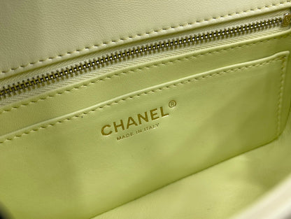 CHANEL SMALL 20 FLAP BAG IN NEON YELLOW CALFSKIN GOLD HARDWARE