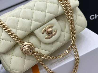 CHANEL SMALL 20 FLAP BAG IN NEON YELLOW CALFSKIN GOLD HARDWARE