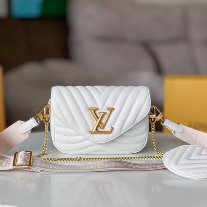 LOUIS VUITTON LV 25S WAVE MULTI POCHETTE 19 IN WHITE CALFSKIN GOLD HARDWARE