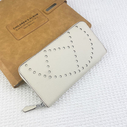 HERMES SILK'IN HOLED CLASSIC WALLET 20 WHITE GRAINED CALFSKIN