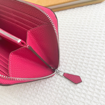 HERMES SILK'IN CLASSIC WALLET 20 RED PINK GRAINED CALFSKIN