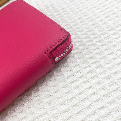 HERMES SILK'IN CLASSIC WALLET 20 RED PINK GRAINED CALFSKIN