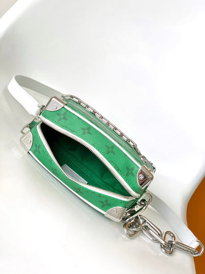 LOUIS VUITTON LV 25S MINI SOFT TRUNK BAG 18 IN FOREST GREEN CALFSKIN SILVER HARDWARE