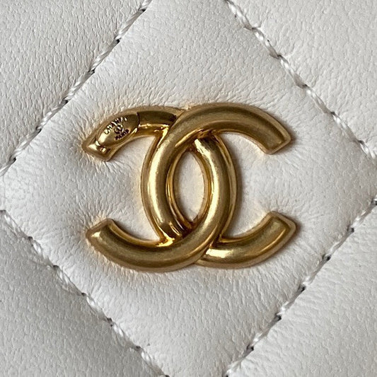 CHANEL SMALL VANITY CASE 17 IN WHITE CALFSKIN GOLD HARDWARE