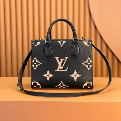 LOUIS VUITTON ONTHEGO TOTE 25 IN BLACK AND CREAM MONOGRAM EMPREINTE