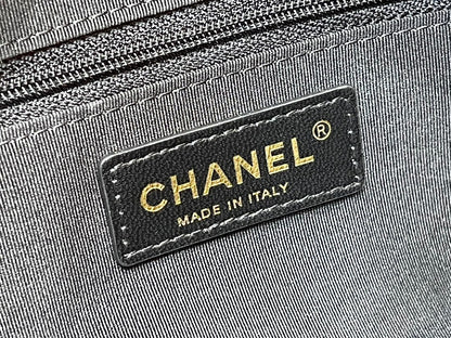 CHANEL 25S  QUILTED CAVIAR BOWLING BAG 27 IN BLACK CALFSKIN