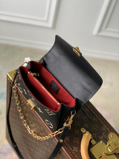 LOUIS VUITTON POCHETTE MÉTIS EAST WEST 21 IN BLACK AND BEIGE MONOGRAM EMPREINTE CALFSKIN EMBOSSED LOGO