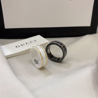 18K Double Gucci Icon White Zirconia Ring