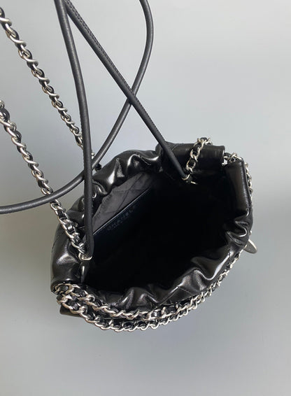 CHANEL HOBO MINI 20CM BLACK LAMBSKIN SHW