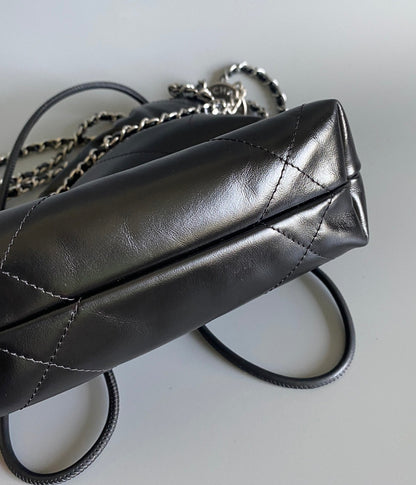 CHANEL HOBO MINI 20CM BLACK LAMBSKIN SHW