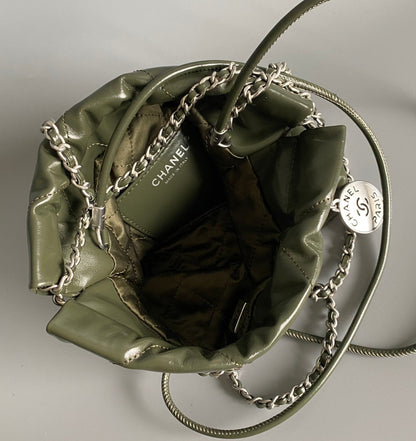 CHANEL HOBO MINI 20CM OLIVE LAMBSKIN