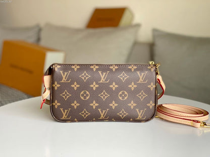 LOUIS VUITTON LV 25S POCHETTE ACCESSOIRES 21 IN BROWN MONOGRAM CANVAS GOLD HARDWARE