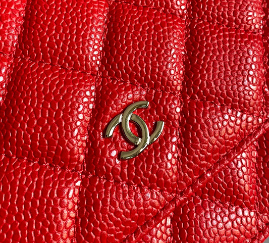 CHANEL WOC 19 RED CAVIAR SILVER HARDWARE