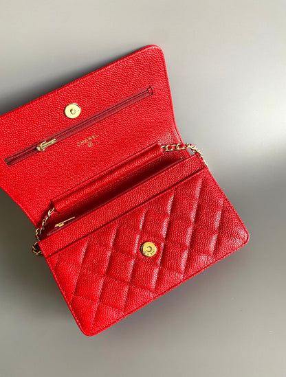 CHANEL WOC 19 RED CAVIAR GOLD HARDWARE