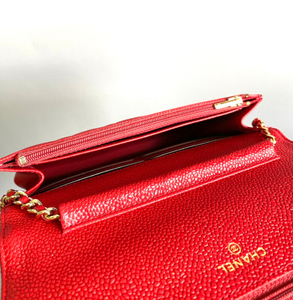 CHANEL WOC 19 RED CAVIAR GOLD HARDWARE