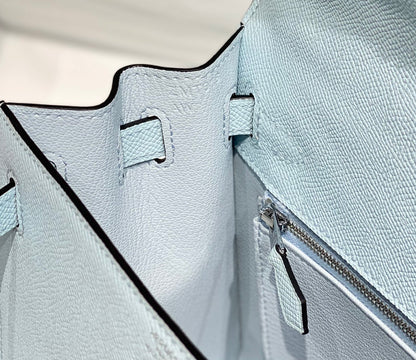 HERMES KELLY 25CM IN BLUE BRUME EPSOM CALFSKIN PALLADIUM HARDWARE