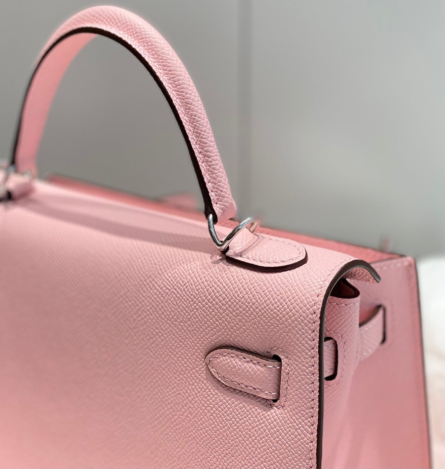 HERMES KELLY 25CM IN ROSE SAKURA SWIFT CALFSKIN SILVER HARDWARE