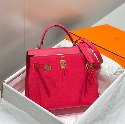 HERMES KELLY 25CM IN ROSE TYRIEN SWIFT CALFSKIN GOLD HARDWARE
