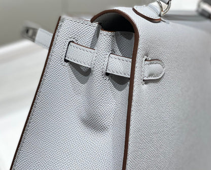 HERMES KELLY 25CM IN GRIS PERLE EPSOM CALFSKIN PALLADIUM HARDWARE